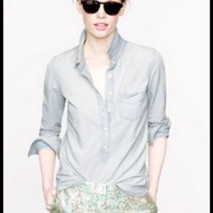 J Crew Chambray Popover Top Size XS